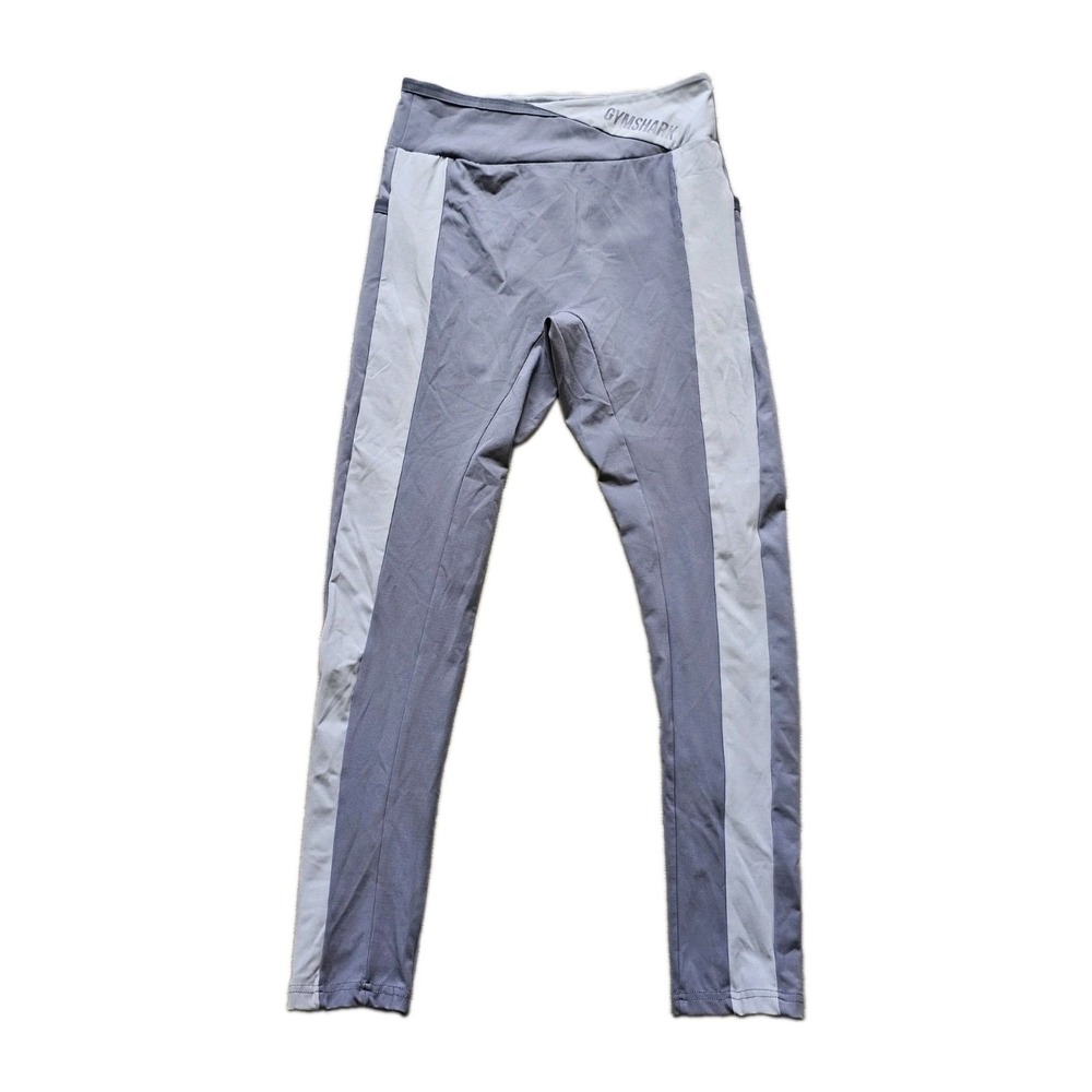 Gymshark Womens Medium Leggings Gray Colorblock High Waist Side Pocket Legging
